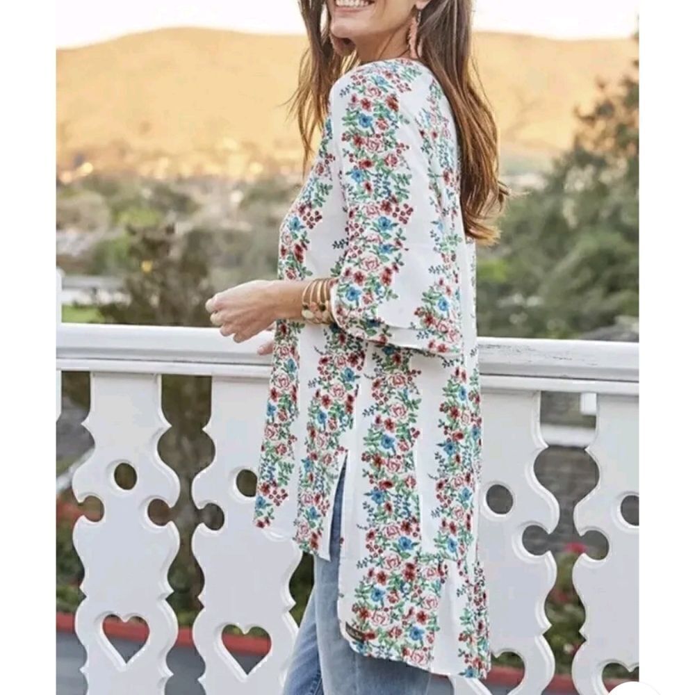 Matilda Jane Wish You Were Here Our Atlas Button Down Short Sleeve Floral Top S